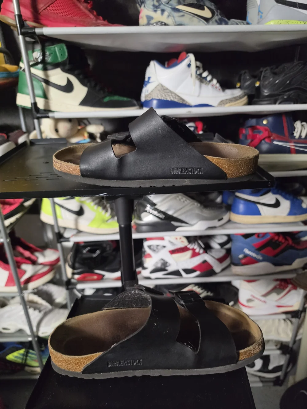 🔥 Birkenstock Men's Size 9 Black Two-Strap Cork Footbed Sandals